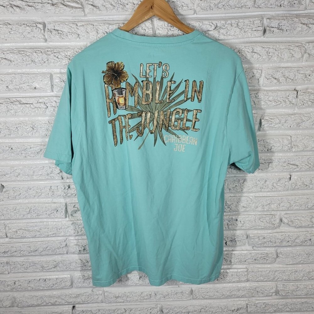 Caribbean Joe Women XL Blue Top Cotton Jersey Lets Rumble Casual Tee BLU153E